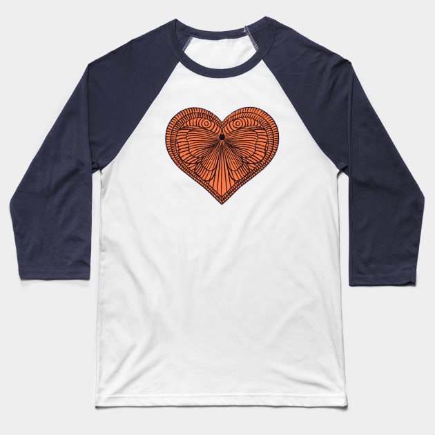 Love orange butterfly heart on white background Baseball T-Shirt by iulistration